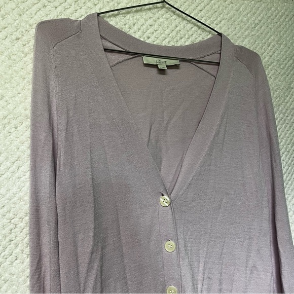 LOFT Womens Button-Up Cardigan Light Purple Office Attire Business Casual Medium - Picture 3 of 8